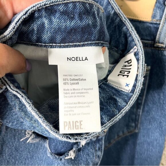Paige Jeans Women’s 27 Noella Sledge Destructed Distressed Denim Straight Crop - Picture 6 of 12